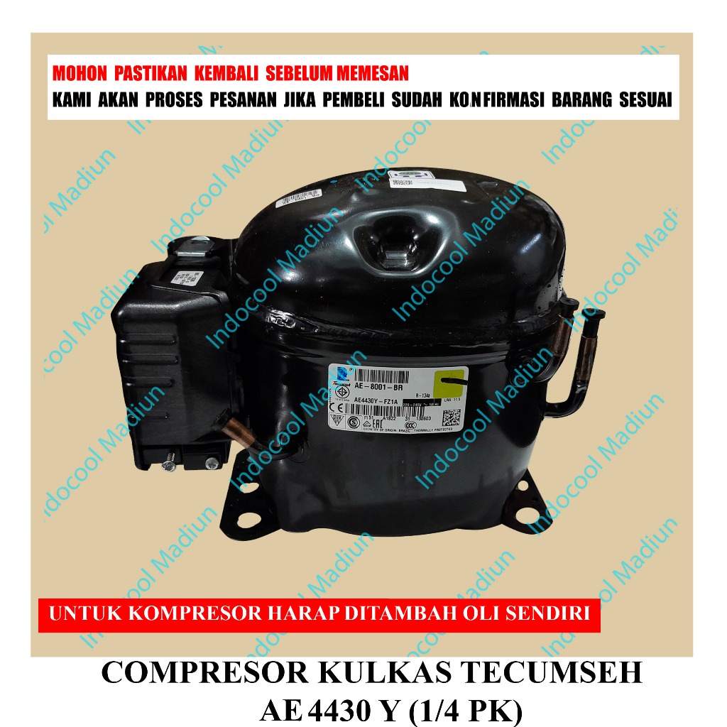 THK4430 KOMPRESOR / COMPRESSOR KULKAS / COMPRESOR KULKAS TECUMSEH AE 4430 Y (1/4 PK)