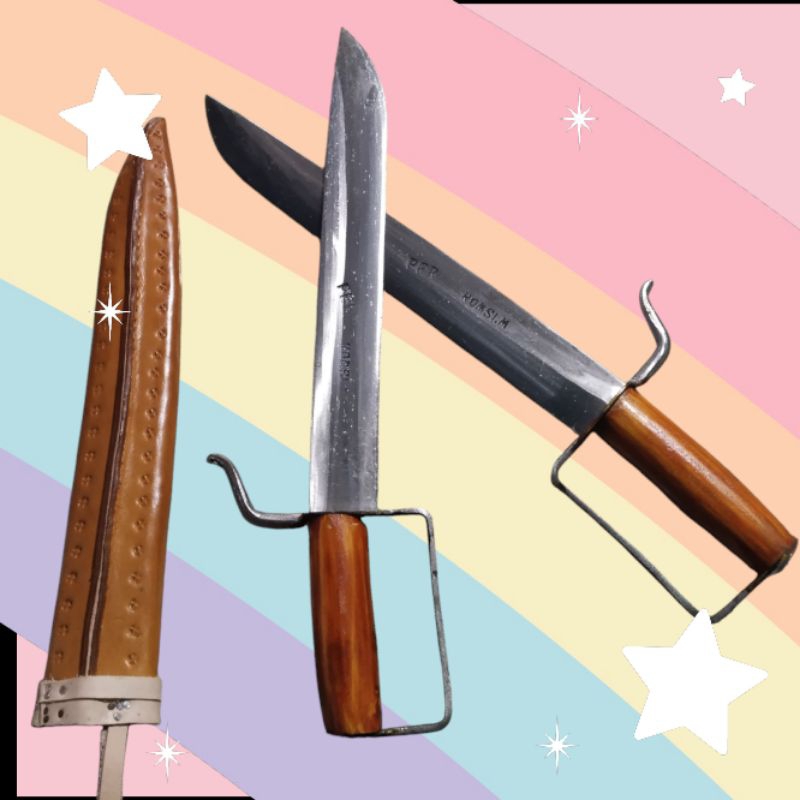 Pisau Kembar Baja PER+Sarung kulit AsLi