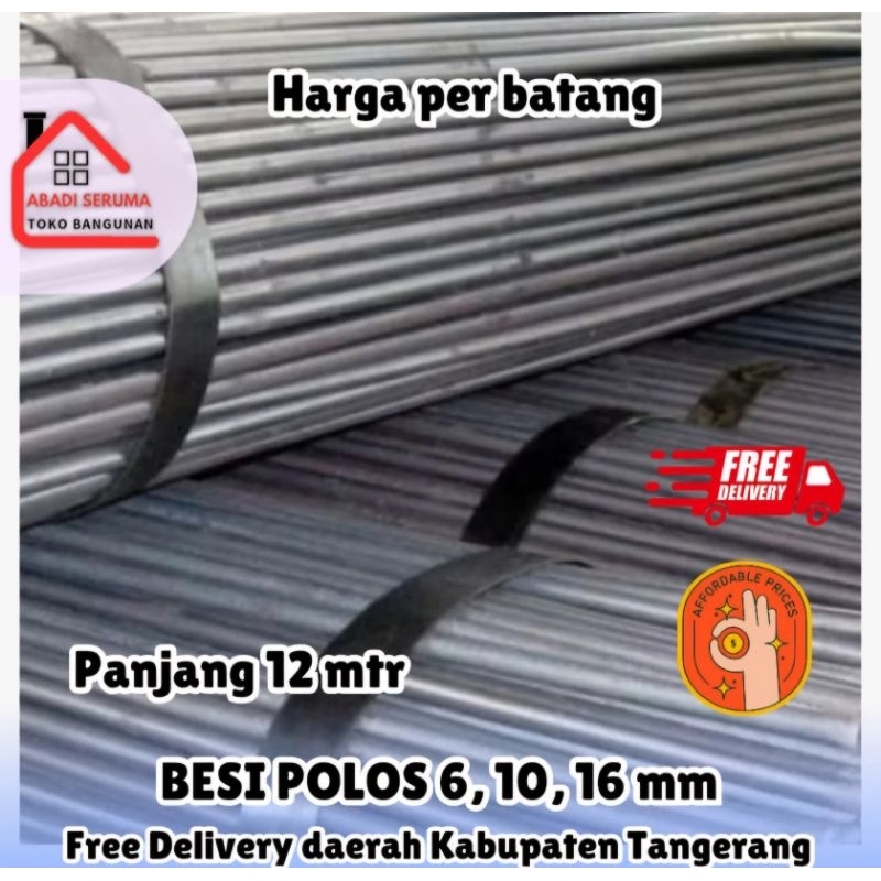 (TERMURAH) BESI 10 , 6 , 16 POLOS / BESI BETON 6 mm , 16 mm / BESI 10 mm / BESI 6 , 16 / BESI 10 FUL