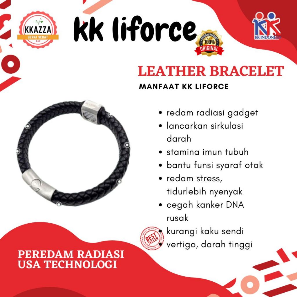 Gelang kulit KK Liforce Leather Bracelet Gelang KK Liforce Kulit Asli Gelang KKL Kulit