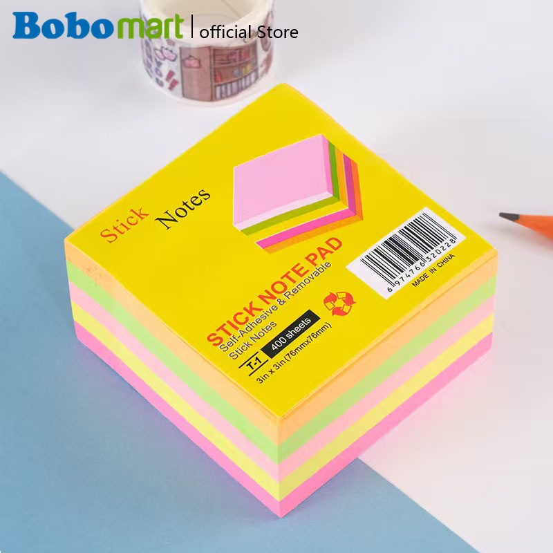 

BOBOMART JXINT1 1 SET ISI 5 WARNA STIKER MEMO KERTAS CATATAN 3" x 3" 400 LEMBAR MIX STICKY NOTE