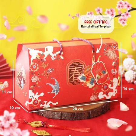 

gable box imlek sincia muat 3 toples jar 800 gram chinese ornament 28x10x16cm free tag