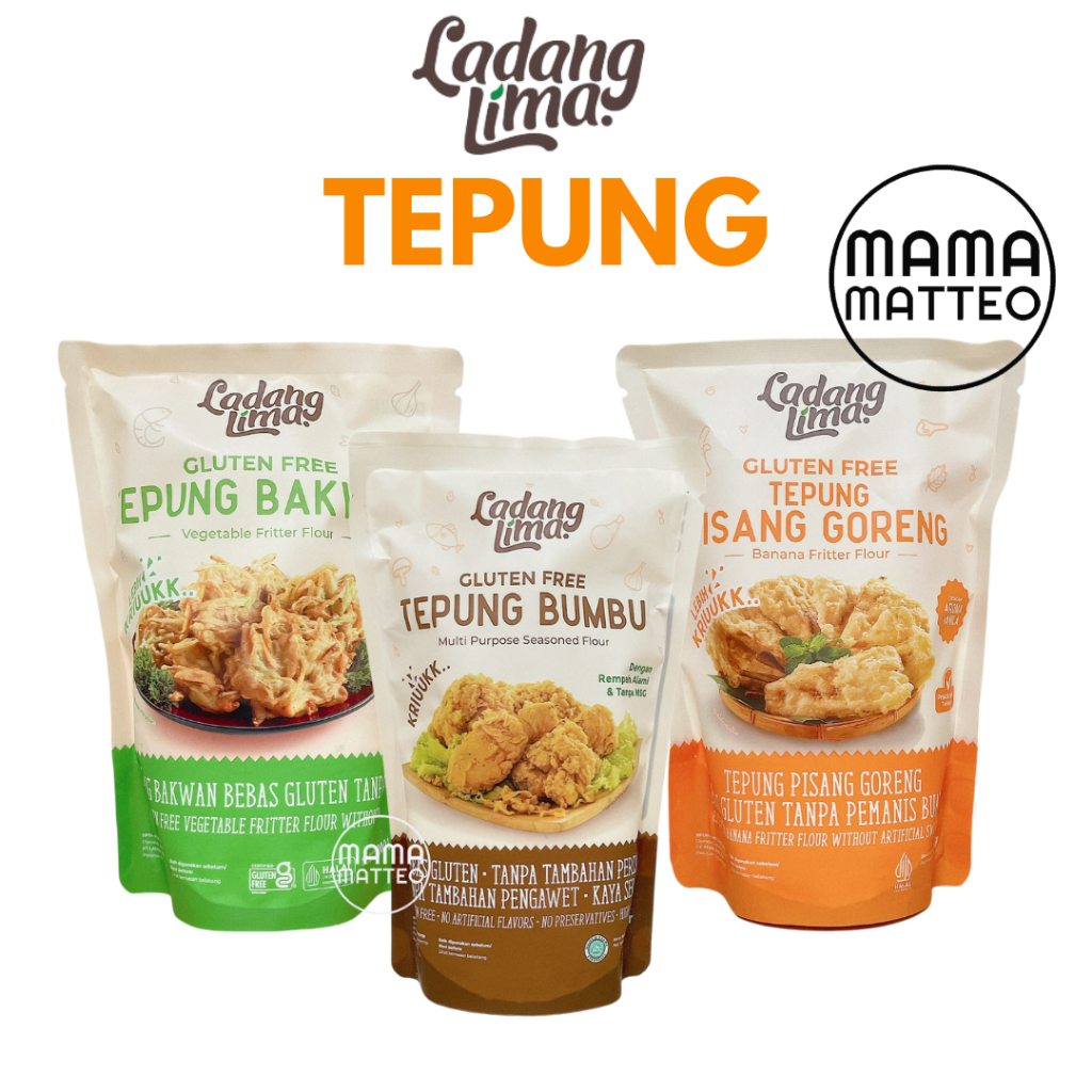 

Ladang Lima Tepung Bumbu Crispy 150gr / Tepung Bakwan 200gr / Tepung Pisang 200gr / Gluten Free / BANDUNG