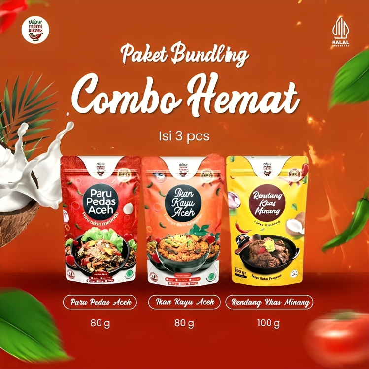 

Paket Hemat – Lauk Instan Isi 3 | Paru Pedas 80g + Ikan Kayu 80g + Rendang 100g | Dapur Mami Kikas