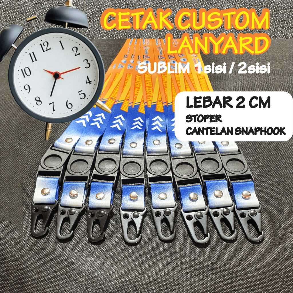 

Cetak Lanyard Print Sublim 2cm STOPPER SNAPHOOK / tali id card printing finishing MIN CETAK 10pcs
