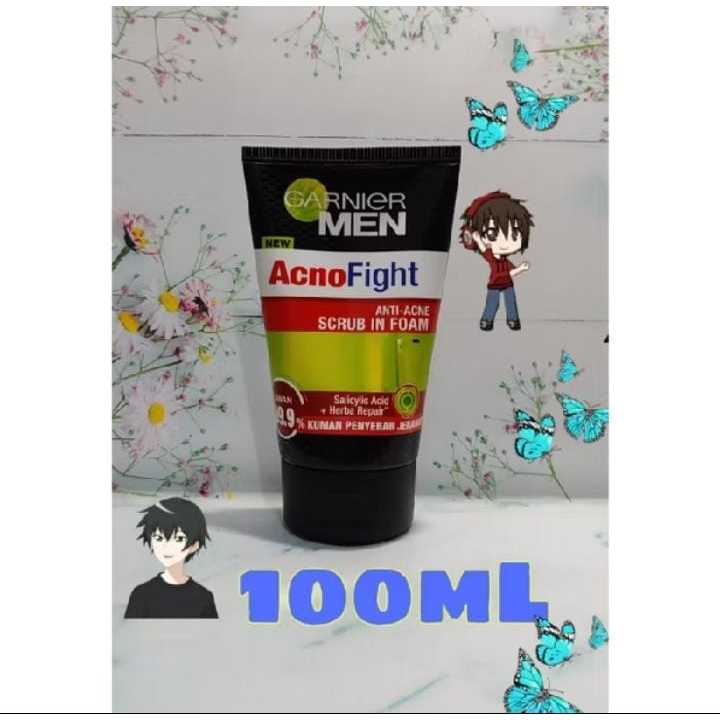 Acno Fight Sabun Cuci Muka Garnier Anti Acne Scrub In Foam + Salicylic Acid 100ml - Pembersih Wajah 
