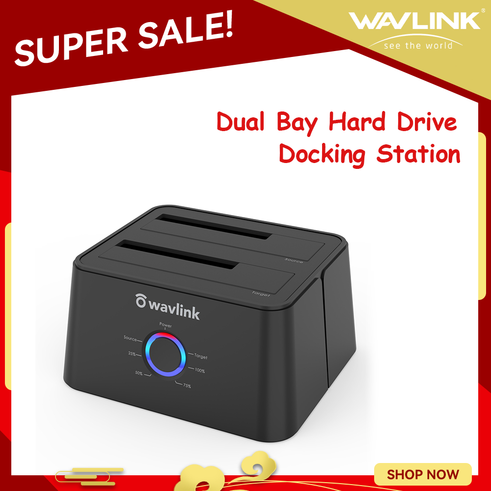 Wavlink Dual Bay Hard Drive Docking Station, USB 3.0 to SATA I/II/III Tool-Free External Hard Drive 