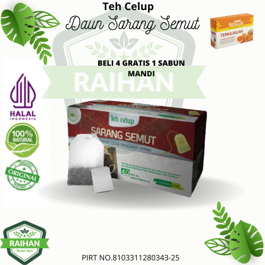 

Teh herbal sarang semut Griya Herba Isi 20 Kantong Teh Herbal untuk rematik dan asam urat halal alami