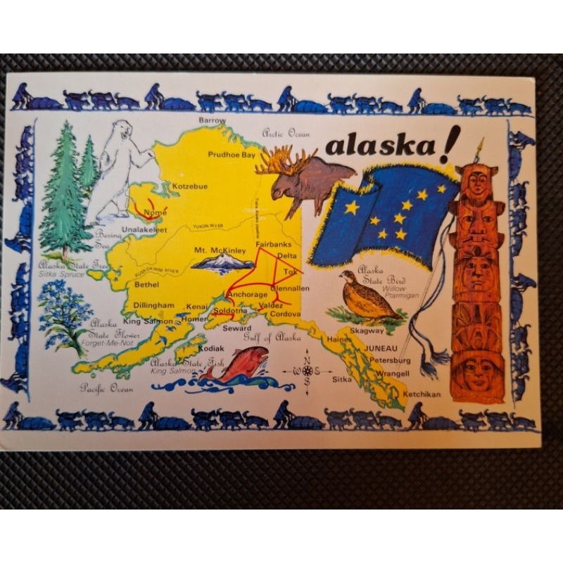 

kartu pos peta alaska/alaska map postcard