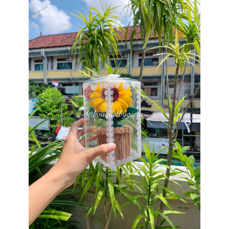Flower Pot Pipe Cleaner Bouquet Bunga Kawat Bulu Bali