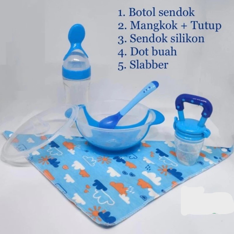 Perlengkapan Makan Bayi / Peralatan Makan Bayi Set / Alat Makan anak Bayi