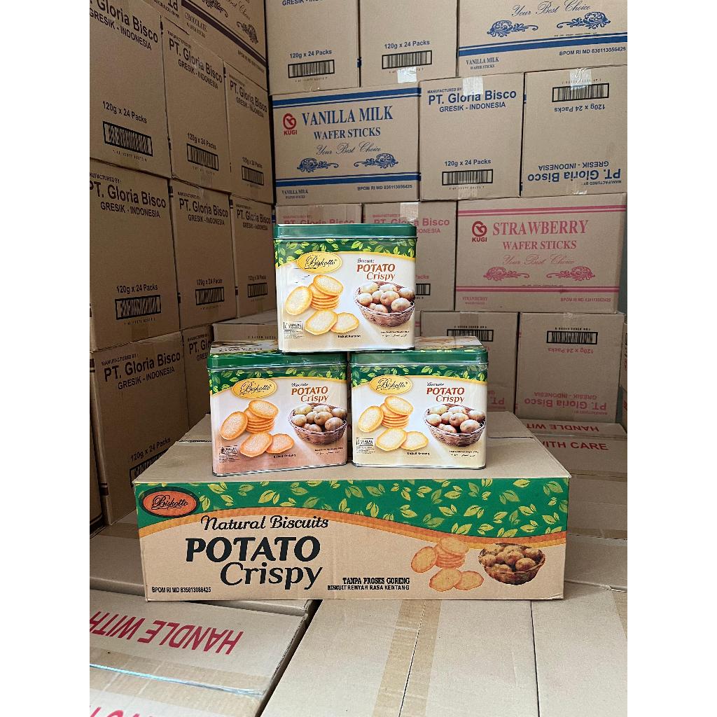 

biskoto potato kaleng 400 gram 1 dus isi 6 kaleng