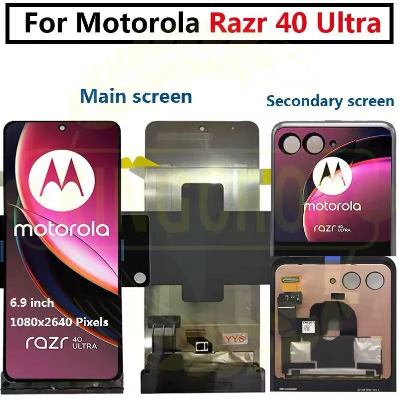AMOLED Second External LCD For Motorola Razr 40 Ultra Display Touch Screen Digitizer For Moto Razr 4