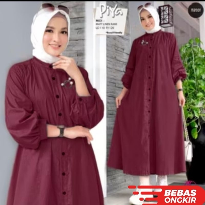Shanghai Gamis rayon full kancing polos