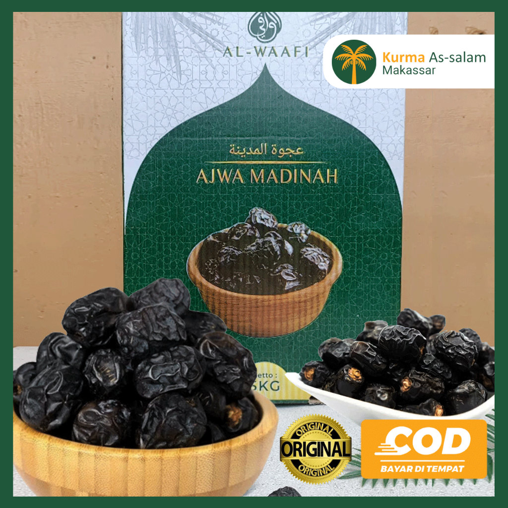 

Kurma Ajwa Premium 250 Gr, 500 Gr, 1 Kg I Kurma Nabi I Ajwa Madinah