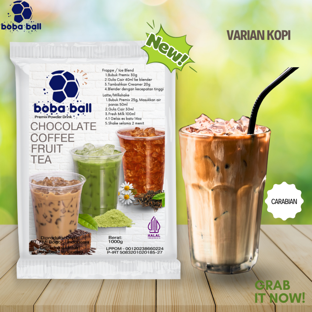

Bobaball Powder Drink | Bubuk Minuman Rasa Carabian | Serbuk Minuman Kekinian 1 Kg