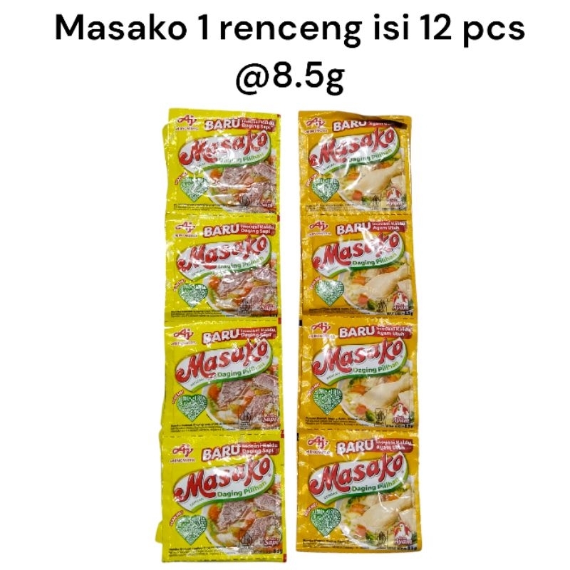 

Masako renceng rasa ayam dan sapi 1 renceng isi 12 pcs @8.5gram