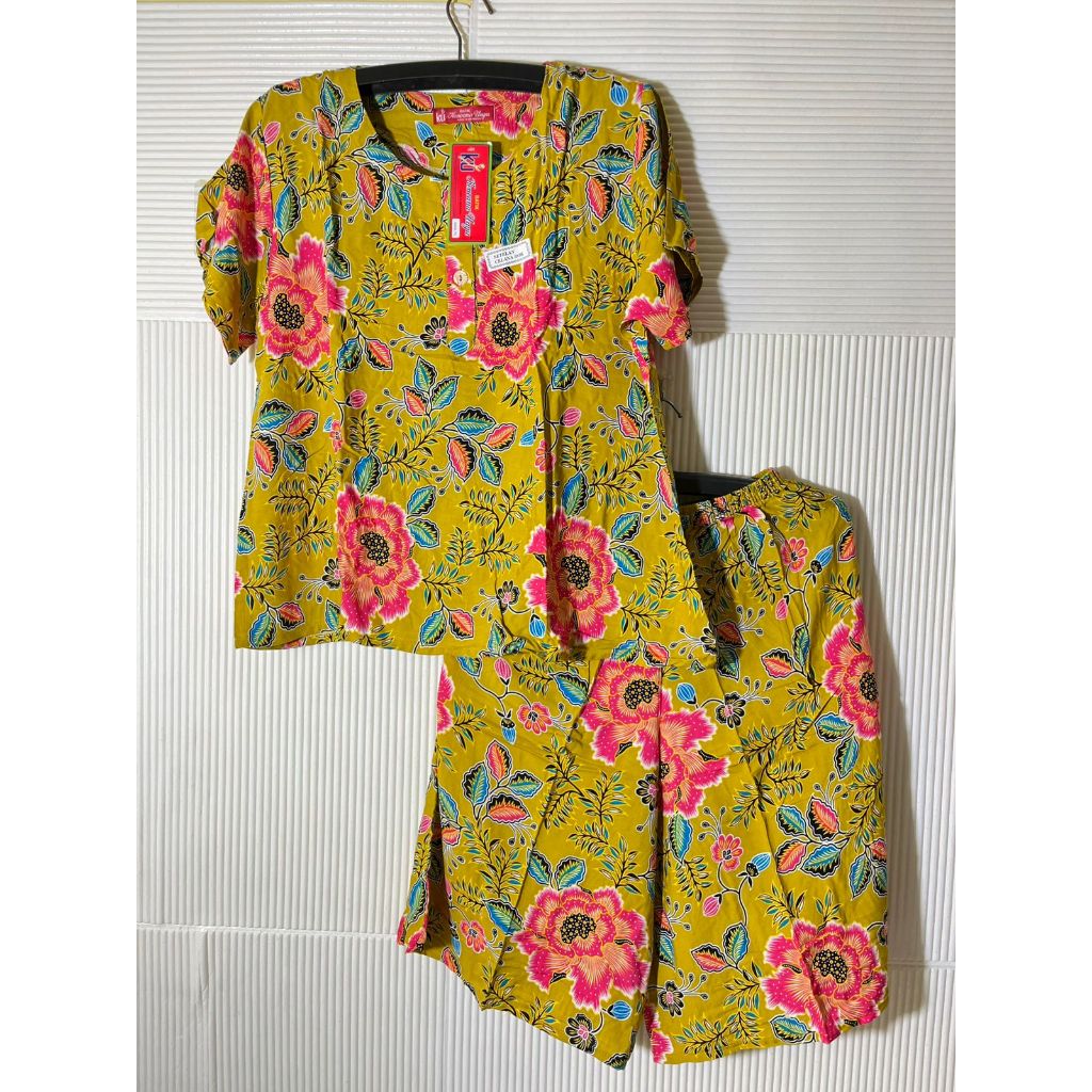 STELAN KENCANA UNGU - SETELAN KULOT MAXI 75 KENCANA UNGU LEBEL MERAH - BAJU TIDUR BATIK - MX 75 KUM