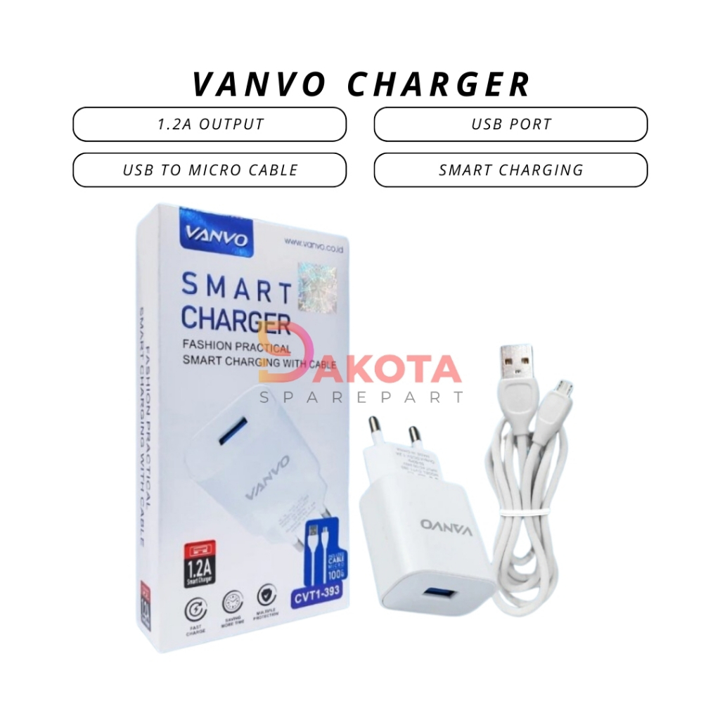 [ORIGINAL] CHARGER MICRO USB VANVO CVT1-393 1 PORT USB