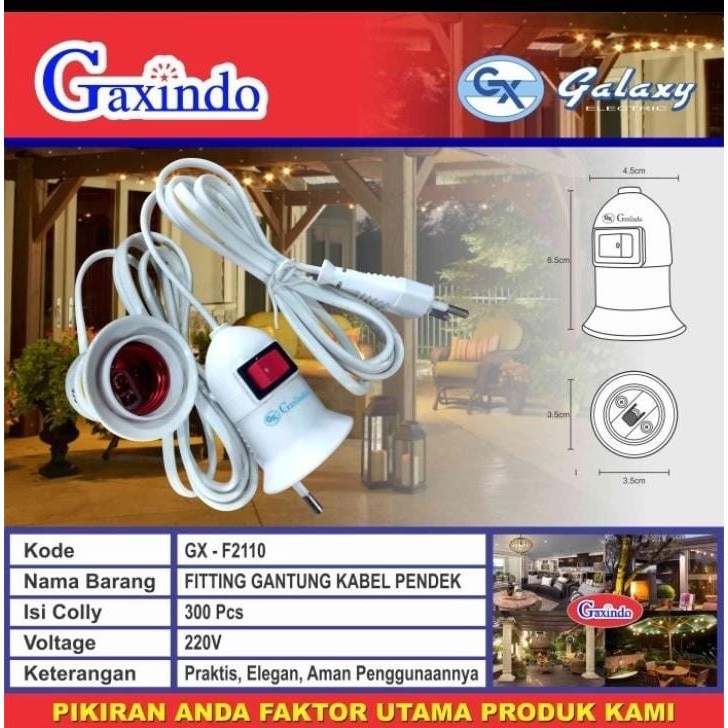 Fitting Lampu Gantung Kabel+saklar 3 Meter