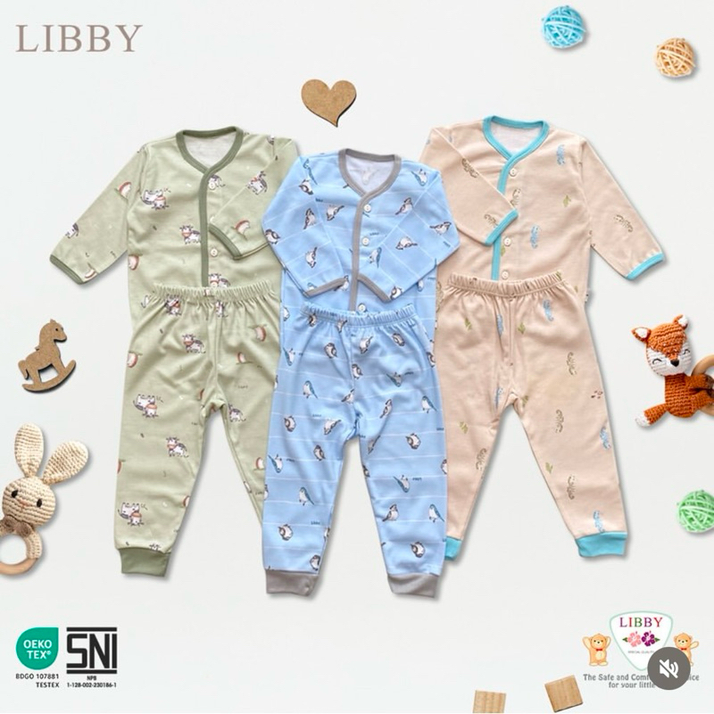 Libby - Baju Setelan Panjang Celana Panjang Kancing Depan Baby Collection.