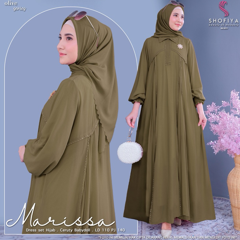 Marissa Dress Set Hijab Cerut Babydoll / original shofiya / gamis shofiya