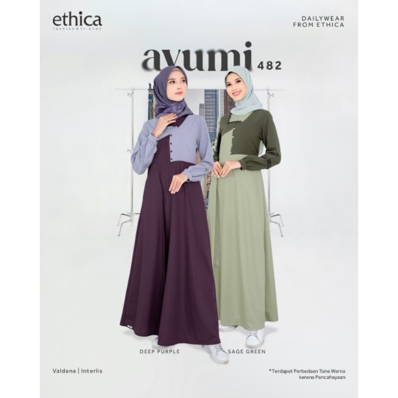 GAMIS ETHICA AYUMI 482 WARNA SAGE GREEN TERBARU