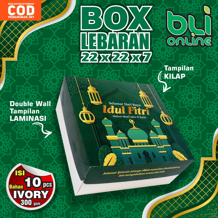 

Box Lebaran 22 x 22 x 7 / isi 10 pcs / Hampers Lebaran / Box Kue Kering / Dus Idul Fitri / Kardus Lebaran
