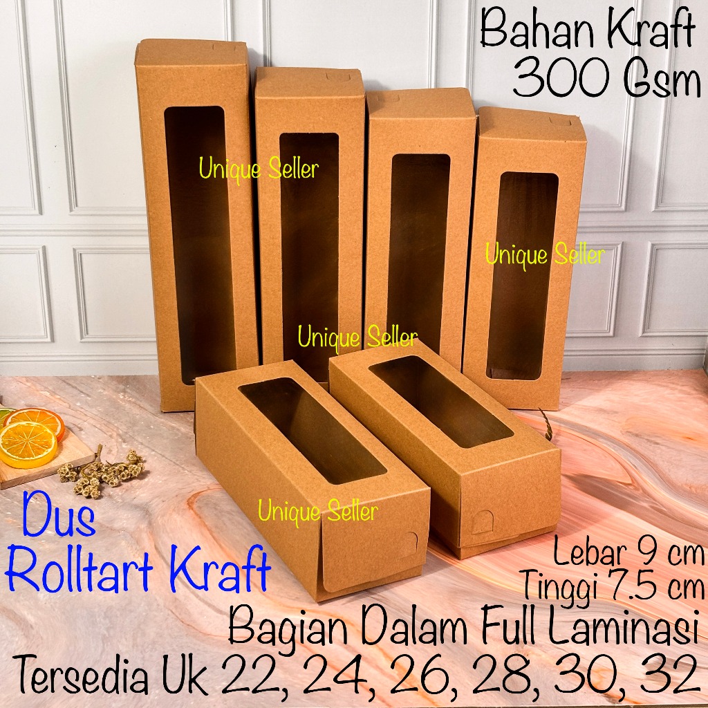 

[Isi10] Dus Box Kotak Roll Tart 22 24 26 28 30 32 KRAFT Jendela FULL Laminasi 300 Gram Gsm / Dus Box Kotak Rol Cake Kraft 22 x 9 x 7.5 / Dus Box Kotak Rolltart Brownies Rollcake Roltart Rolcake 22x9x7.5 24x9x7.5 26x9x7.5 28x9x7.5 30x9x7.5 32x9x7.5