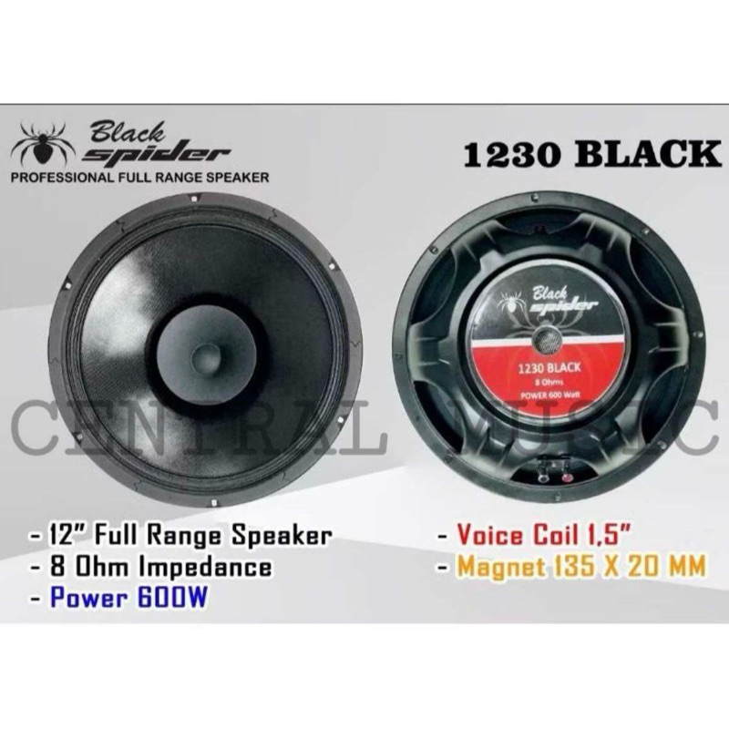 SPEAKER KOMPONEN BLACK SPIDER 12 INCH 1230 BLACK ASLI HIGH QUALITY