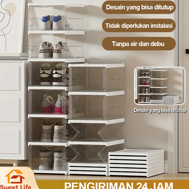 Terbaik Kotak Sepatu Ukuran Ekstra Besar Transparent Acrylic  Lipat dan Simpan Multifungsi