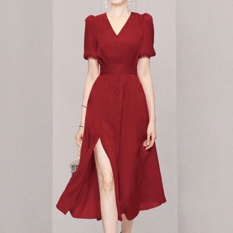 Bridesmaid Dress Satin Wanita Outfit Kondangan Baju Lebaran Dress Wanita Maxi Korean Style Dress Ser