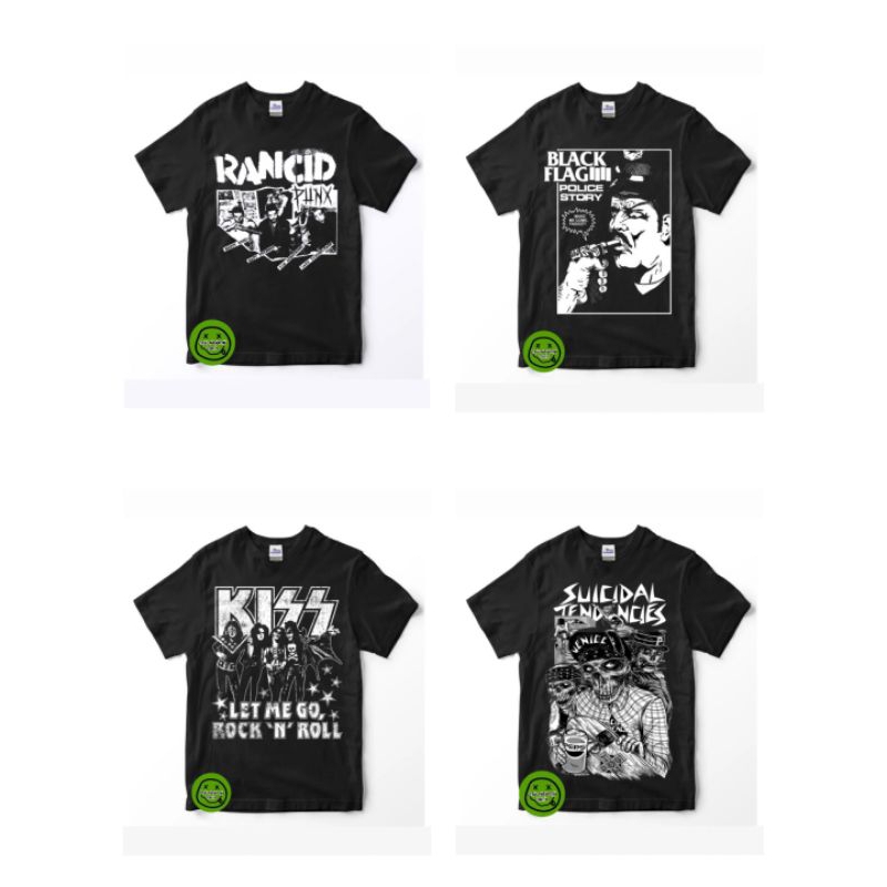 Kaos Pria Black Flagin' Rancid Punk Rock'n'Roll