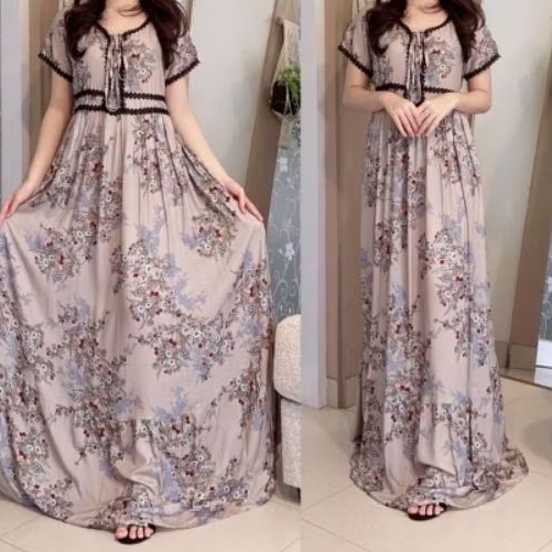 Reena Daily - Daster Arab NATALIA BY FAIRUZ - Maxi Dress Rayon Viscose Renda Tali