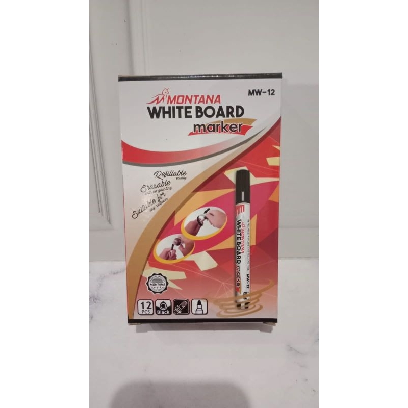 

(1 PACK isi 12 PCS) Spidol White Board Maker MONTANA Warna Hitam