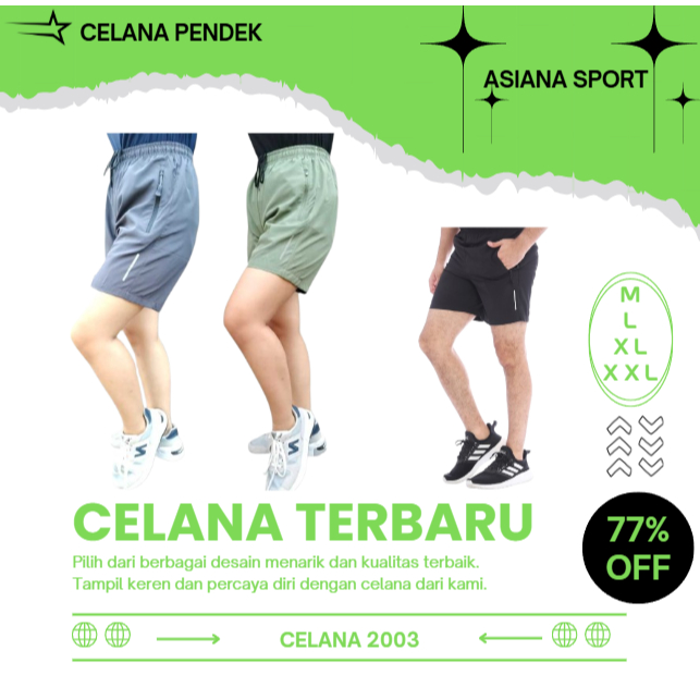 ASIANASPORT CELANA SPORT PRIA/WANITA RUNNING SHORTS PANT MICRO UNISEX-2003 untuk Training Olahraga F