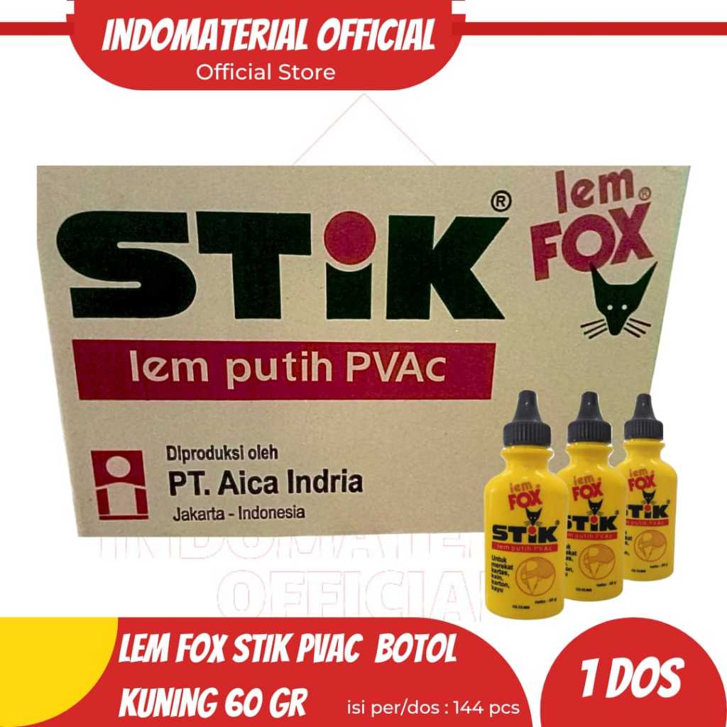 

Paket Hemat Lem Fox Stik Pvac Botol Kuning 60 Gr Harga Grosir 1 Dos/144pcs