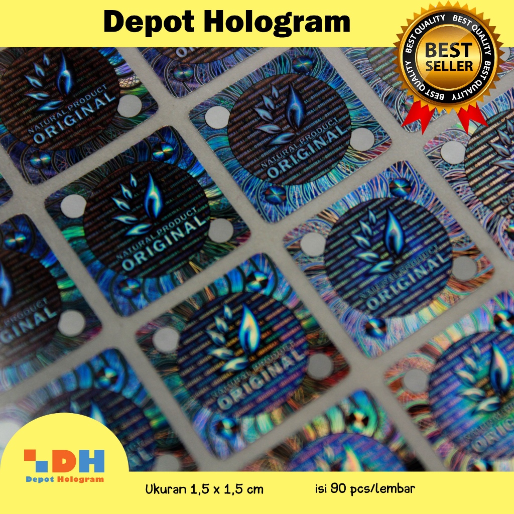 

PAKET 15 LBR ST. Hologram 3D Natural Product UK. 1,5 x 1,5 cm SILVER - 15 LBR
