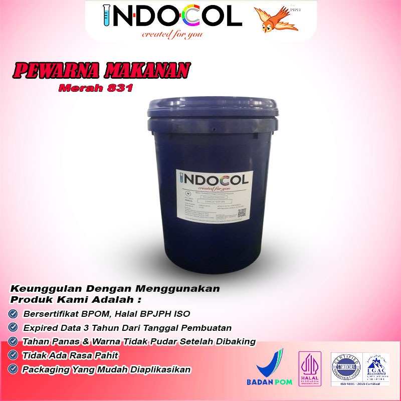 

Pewarna Makanan INDOCOL Merah 831 (Brilliant Ponceau) @25 kg/Pail