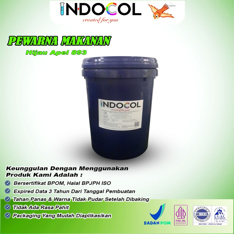 

Pewarna Makanan INDOCOL Hijau Apel 893 (Apple Green) @25 kg/Pail