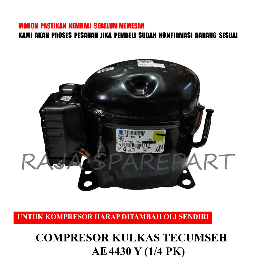 THK4430 COMPRESSOR KULKAS / KOMPRESOR / COMPRESOR KULKAS TECUMSEH AE 4430 Y (1/4 PK)