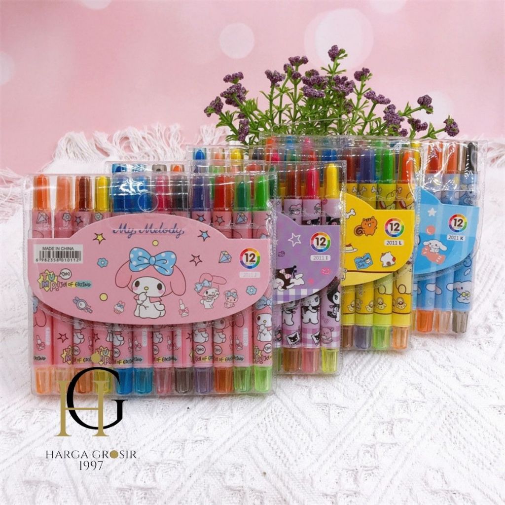

Krayon twist Mini Sanrio isi 12 pcs MN-1768 / Crayon putar kuromi hello kitty cinnamoroll