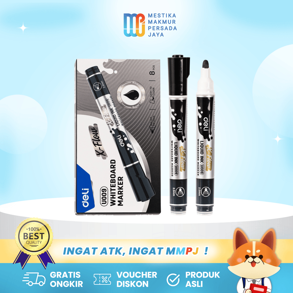 

Spidol Spidol Non-Permanen Papan Tulis X-Flow 2.0mm - Tinta Hitam EU009