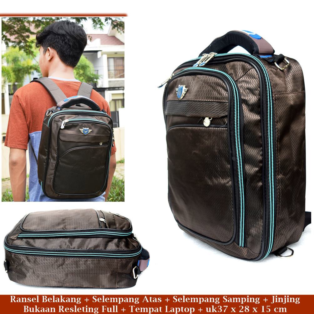 Tas Ransel original Kasual 4in1 Vood Kanvas Coffee