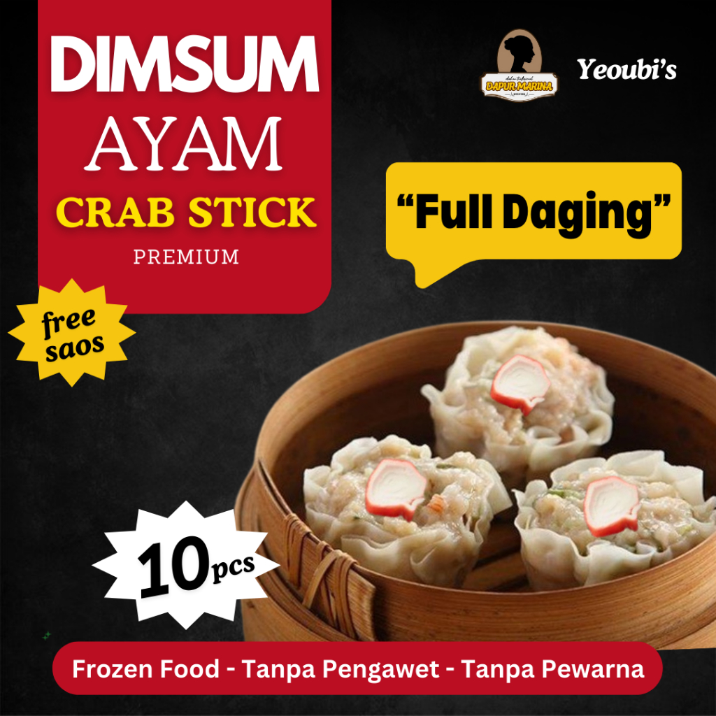 

Dapur Marina dan Yeoubi's - Dimsum Ayam Crab Stick 10 pcs Free Saos Frozen Food Enak Halal Premium