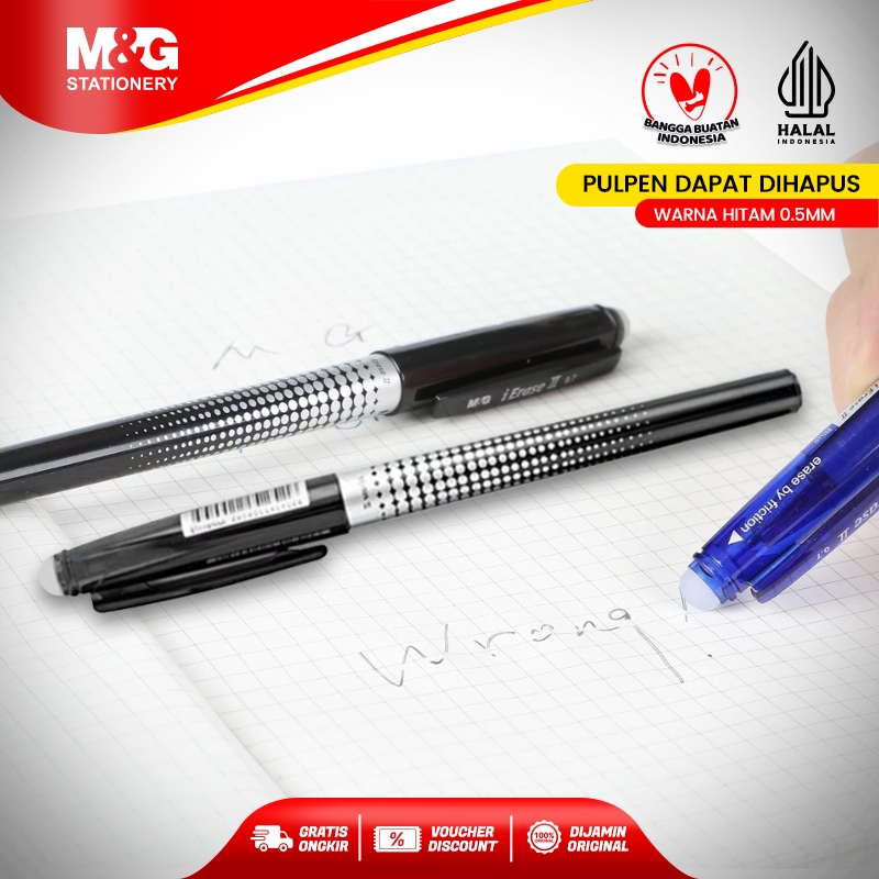 

M&G Pulpen Dapat Dihapus Erasable Gel Pen Warna Hitam 0.5mm Pena Tinta Hitam Dilengkapi Penghapus Super Soft Tidak Mudah Macet dan Tahan Lama Nyaman Digunakan