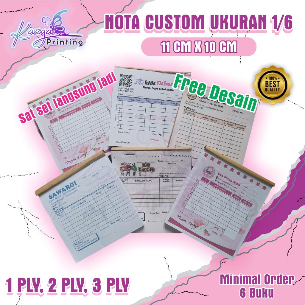 

Cetak Nota Custom Ukuran 1/6 (Nota Mini) Free Desain - Pakai Nama Toko Sendiri