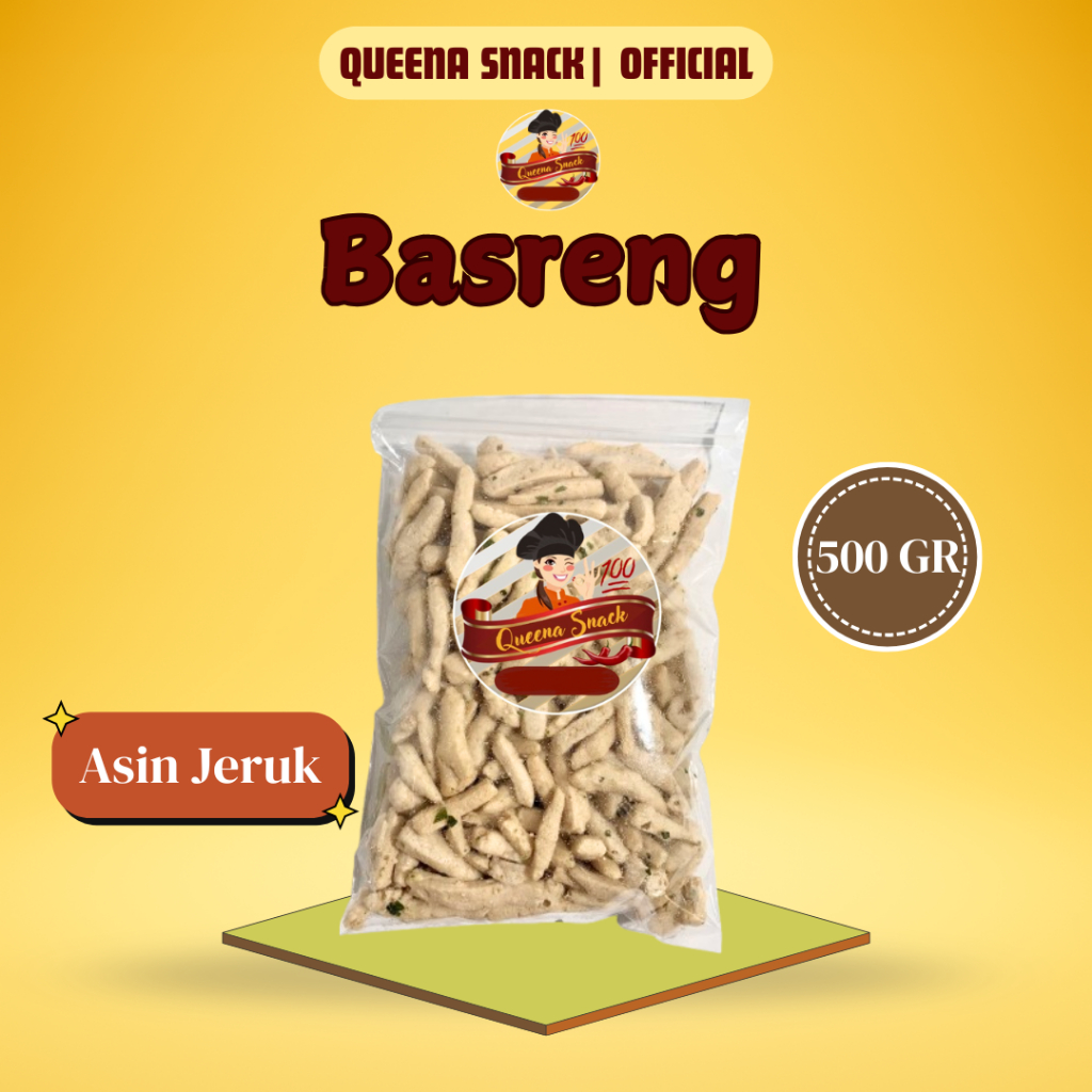 

QUEENA BASRENG Asin Jeruk 500 GR - Makanan Ringan Gurih