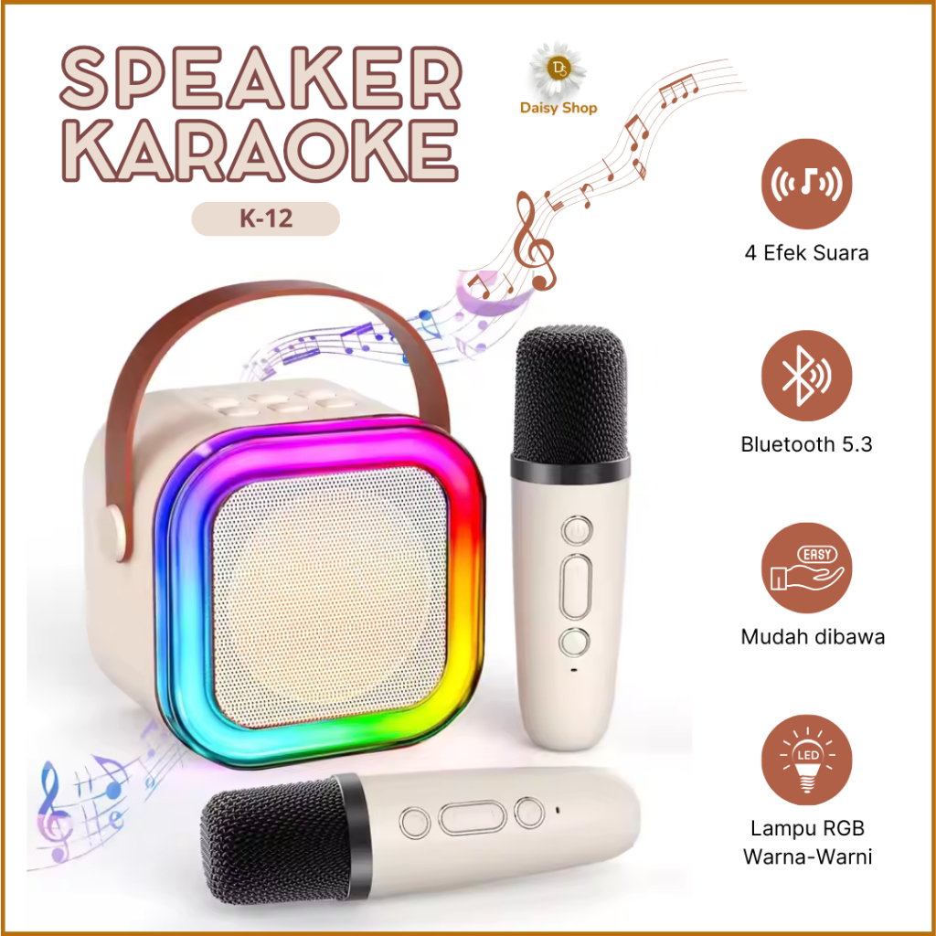 (DS) Speaker Karaoke Mini / Home Karaoke Speaker Bluetooth / LED RGB Mini Speaker with Microphones