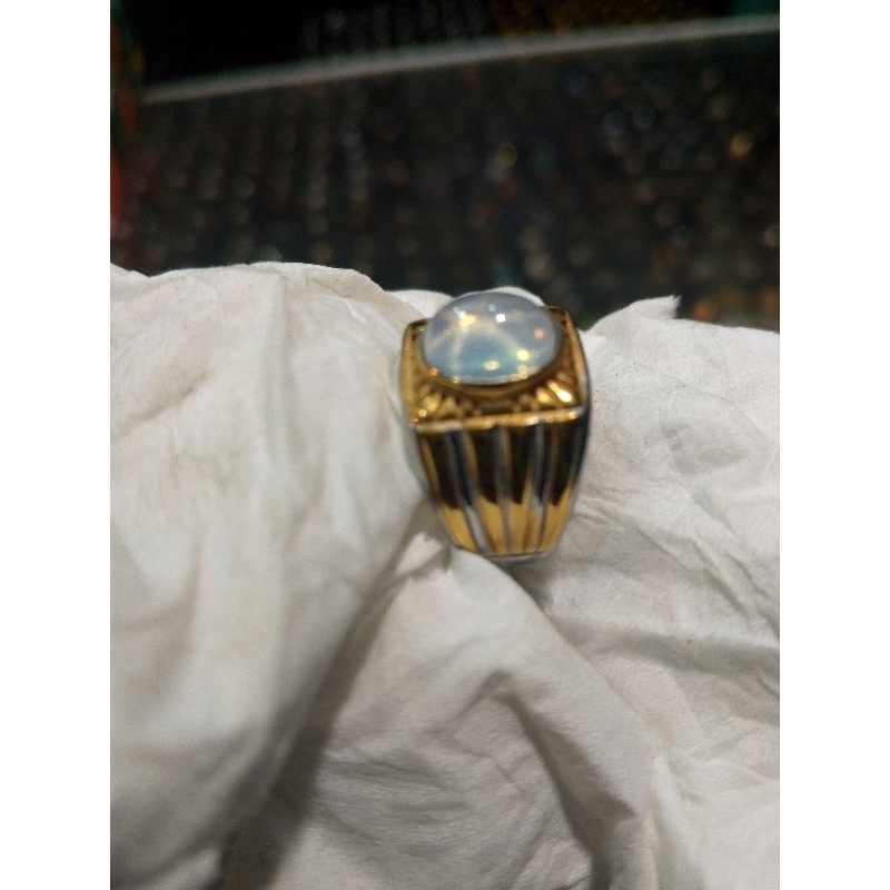 batu cincin amirican ster putih 10x8 ring titanium 6